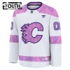 Calgary Flames Trikot Custom Fanatics Hockey Fights Cancer Practice 2024-25 Weiss - Kinder